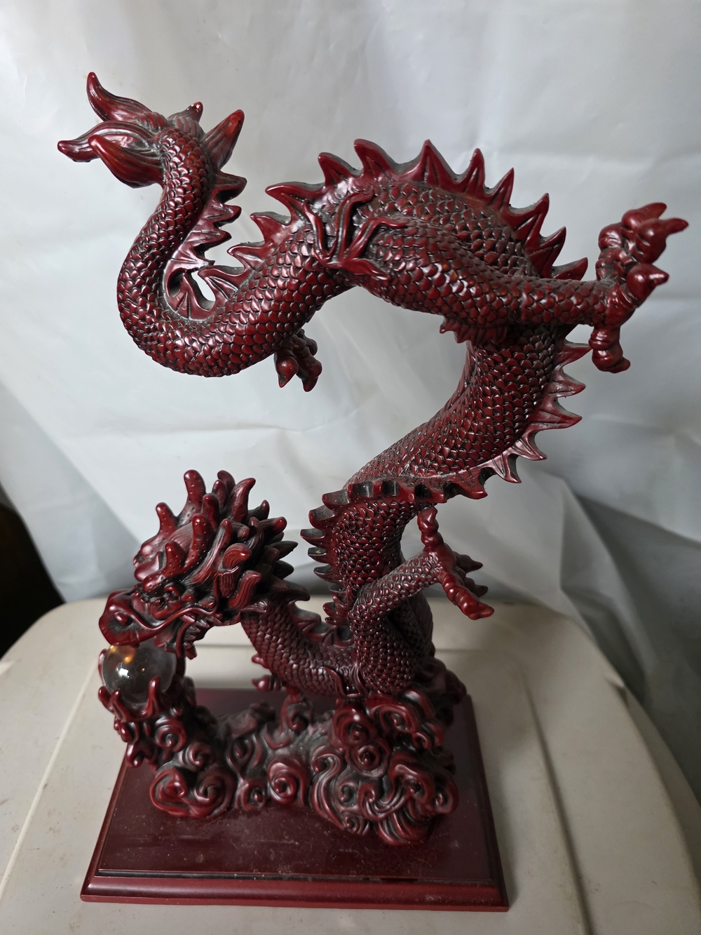 Decorative Red Dragon Sculpture - Home Art